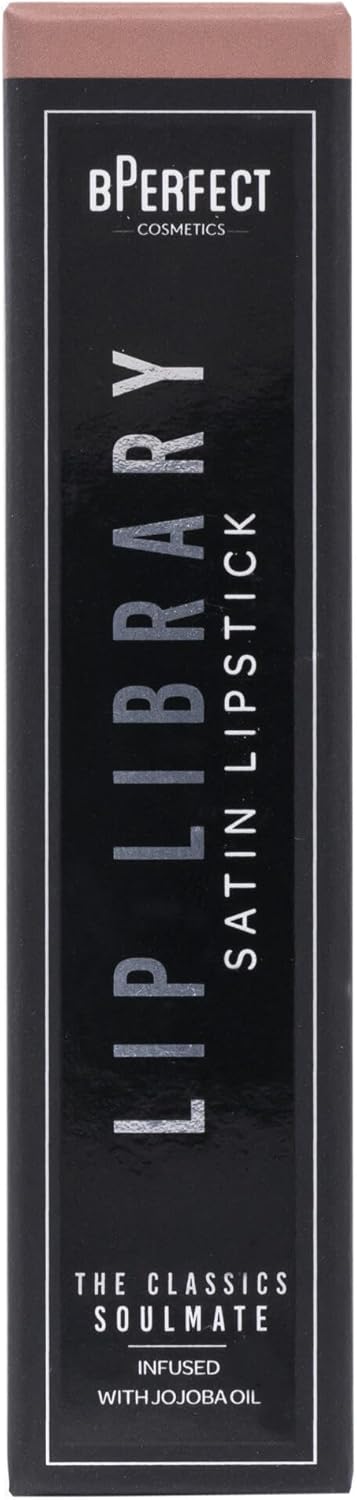 BPerfect Lip Library Lipstick – Long Lasting Satin Lipstick Infused with Jojoba Oil, Shade Soulmate (Peach Rose Nude) - View 2 of 2