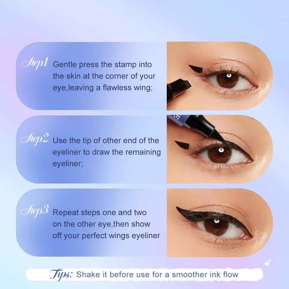SACE LADY Eyeliner Stamp, Black Cat Eye Liner Make Up Waterproof Long Lasting Smudge-Proof High Pigmented Natural Eyes Makeup - View 3 of 8
