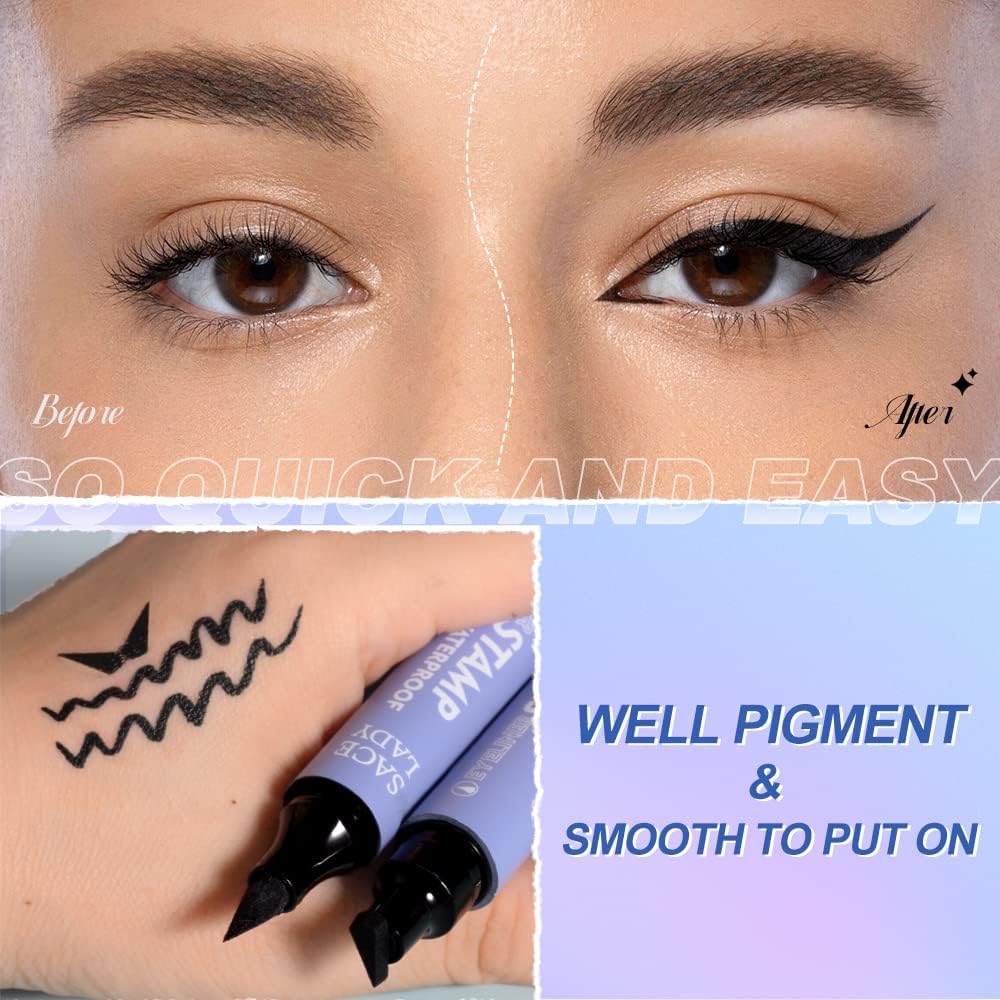 SACE LADY Eyeliner Stamp, Black Cat Eye Liner Make Up Waterproof Long Lasting Smudge-Proof High Pigmented Natural Eyes Makeup - View 5 of 8