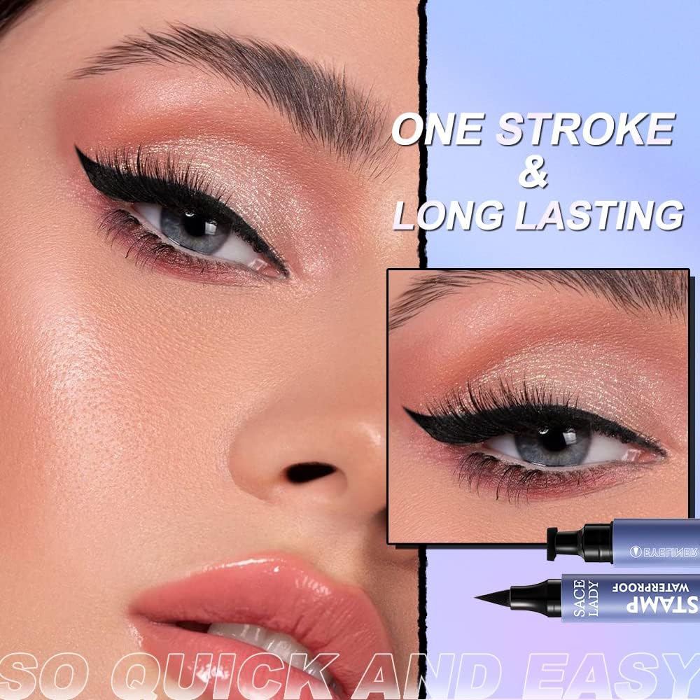 SACE LADY Eyeliner Stamp, Black Cat Eye Liner Make Up Waterproof Long Lasting Smudge-Proof High Pigmented Natural Eyes Makeup - View 6 of 8