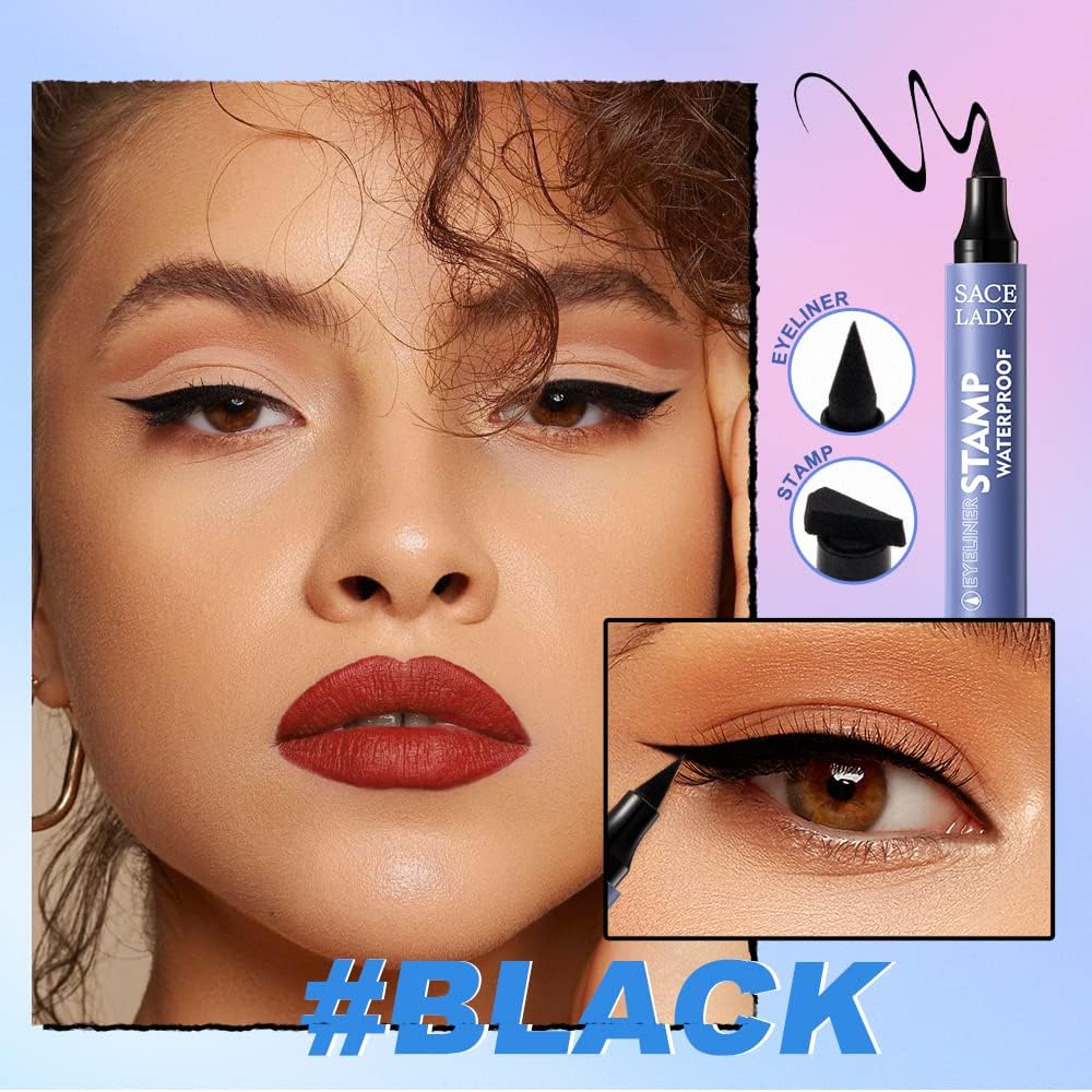 SACE LADY Eyeliner Stamp, Black Cat Eye Liner Make Up Waterproof Long Lasting Smudge-Proof High Pigmented Natural Eyes Makeup - View 7 of 8