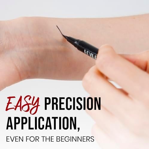 NOON'S UP Flat Eyeliner (Chic-Black) - K-Beauty Precision Liquid Liner | Ultra-Slim Dual-Flat Brush | 24H Waterproof, Smudge-Proof & Sweat-Resistant | Quick Dry (0.5g) - View 5 of 6