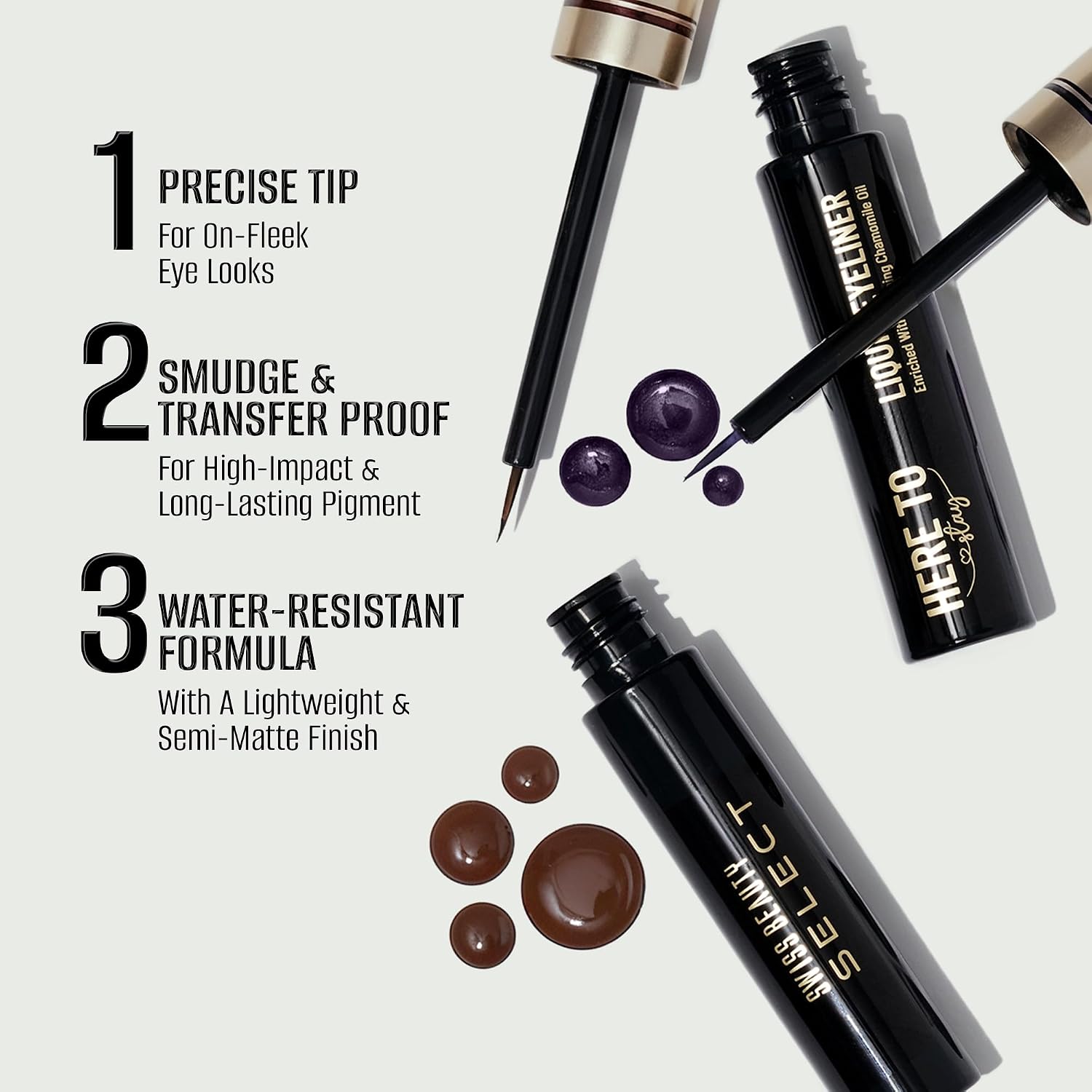 SWISS BEAUTY Select Here To Stay Semi-Matte Liquid Waterproof Eyeliner | With Precise & Pointed Tip | Smudge-Proof, Transfer- Proof | Shade- Infinite Purple| 3ml | - View 4 of 5