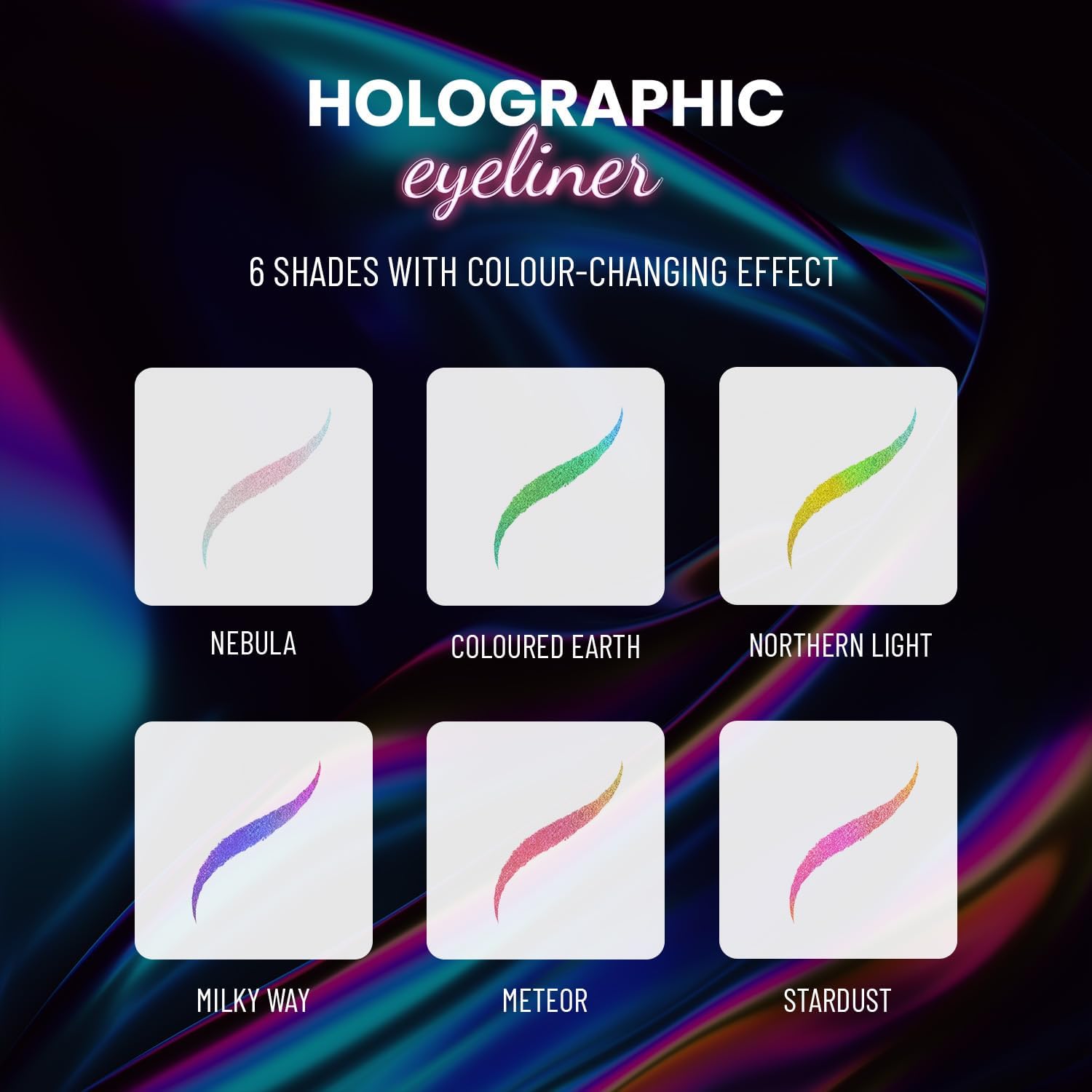 SWISS BEAUTY Holographic Shimmery Pencil Eyeliner – Waterproof, Smudge-Proof & Long-Lasting Creamy Formula with Multichrome Effect, Easy Glide, Shade: Milky Way, 0.2 g - View 5 of 8