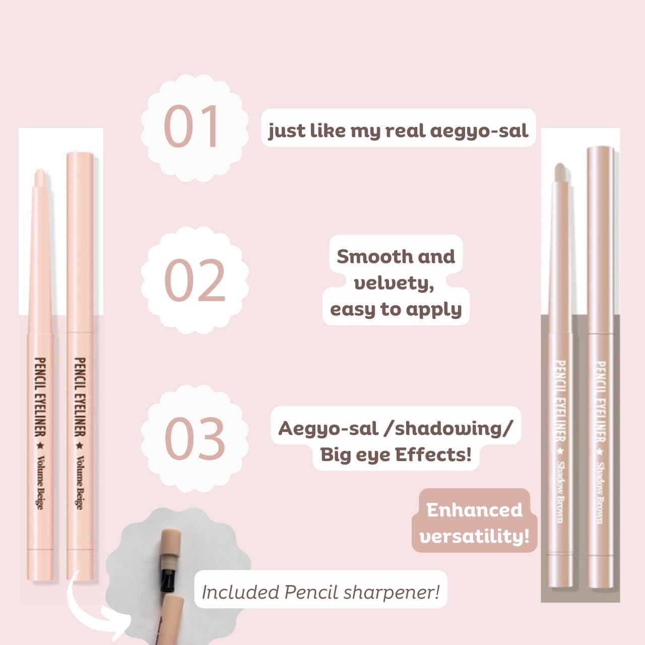 [thebom] AegyoSal Eyeliner Under-Eye Enhancing Pencil Highlighter Eye Makeup,2set (Brown + Beige) Korean Beauty Cosmetics - View 4 of 8