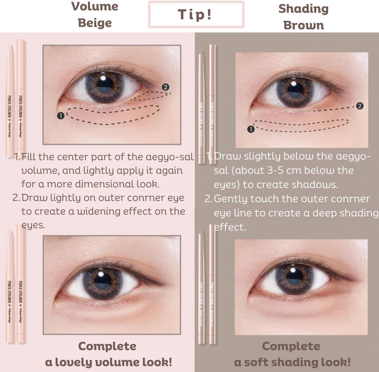 [thebom] AegyoSal Eyeliner Under-Eye Enhancing Pencil Highlighter Eye Makeup,2set (Brown + Beige) Korean Beauty Cosmetics - View 5 of 8