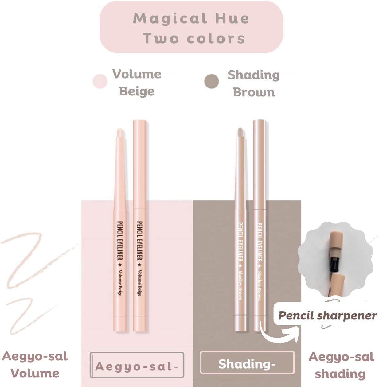 [thebom] AegyoSal Eyeliner Under-Eye Enhancing Pencil Highlighter Eye Makeup,2set (Brown + Beige) Korean Beauty Cosmetics - View 6 of 8