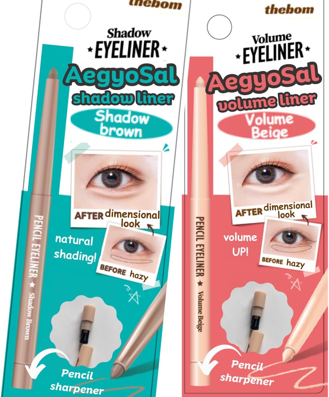 [thebom] AegyoSal Eyeliner Under-Eye Enhancing Pencil Highlighter Eye Makeup,2set (Brown + Beige) Korean Beauty Cosmetics - View 8 of 8
