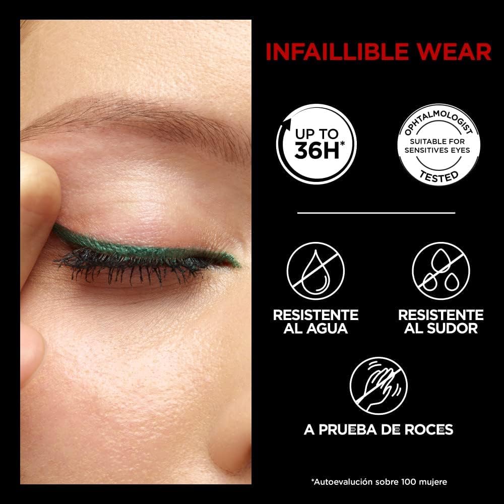 L'Oréal Paris Gel Eyeliner, Intense Long-lasting Colour, Semi Permanent, Infallible Grip 36H Gel Automatic Eyeliner, Emerald Green - View 5 of 5