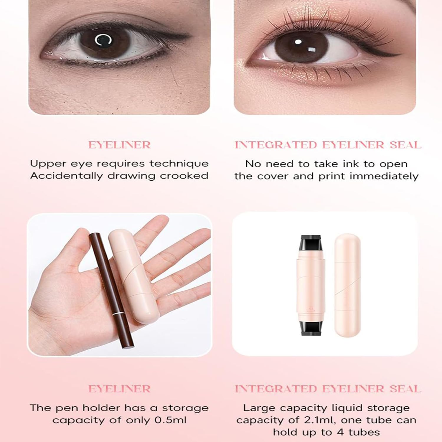 Winged Eye End Stamp, Waterproof Smudge Proof Stamp Eyeliners, Integrated Rotating Eyeliner Pen For Beginners, Waterproof Long Lasting And Smudge Proof Eye Makeup Tool For Girl - View 3 of 7