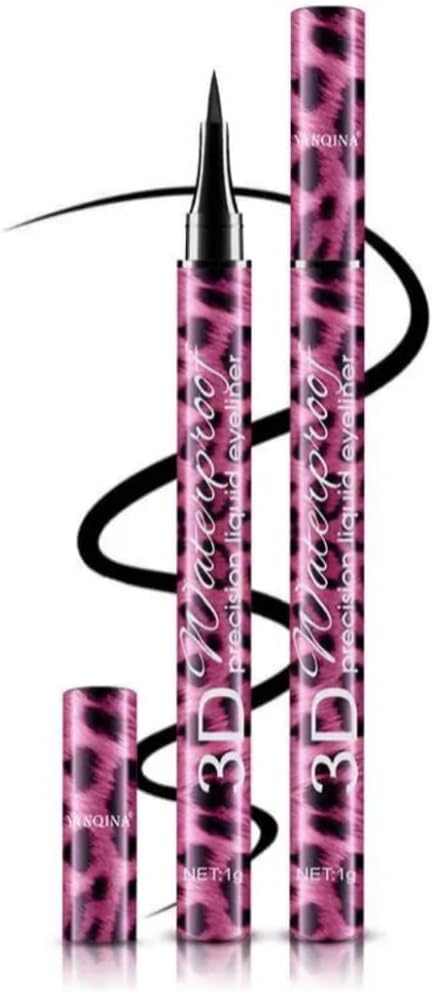 YANQINA Mascara / 2-in-1 Waterproof 4D Mascara and Eyeliner Set, Pink Leopard Print, Black, Waterproof - View 4 of 5