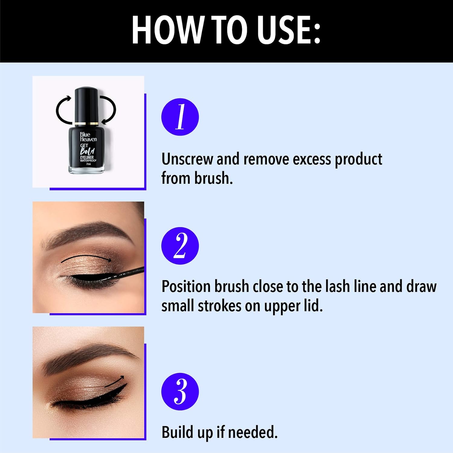 Blue Heaven Get Bold Eyeliner, Black, 7 ml - View 4 of 5