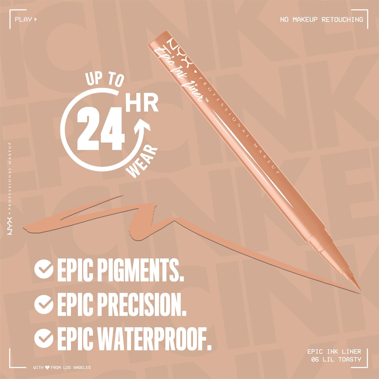 NYX Professional Makeup Epic Ink Liner, Waterproof Liquid Eyeliner - Lil Toasty, Vegan Formula, Intense Pigment - View 5 of 8