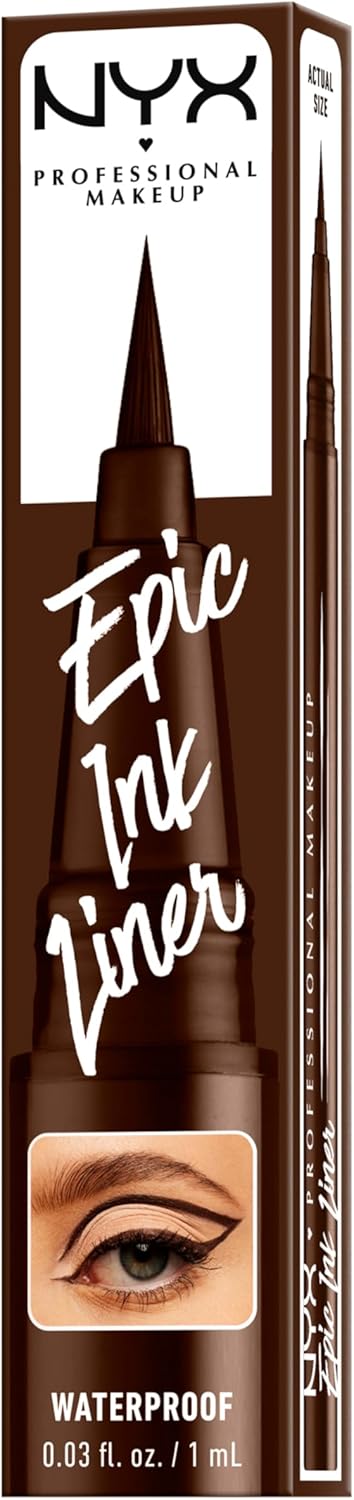 NYX PROFESSIONAL MAKEUP Epic Ink Liquid Eyeliner Pen, Flexible Felt-Tip Brush, Long-Lasting, Waterproof, Intensely Pigmented Shade, Vegan, 04 Milk Chocolate - View 2 of 8