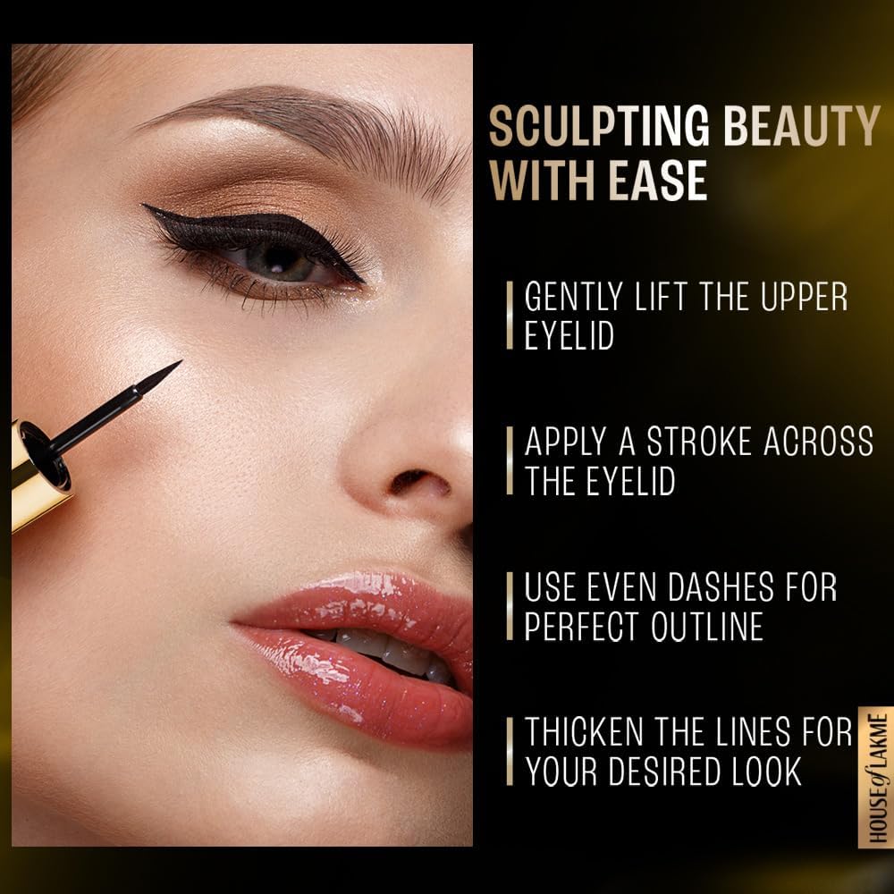 Lakmé Absolute Shine Liquid Eye Liner, Intense Color, Long Lasting, Glossy Texture, Black, 4.5 Ml - View 3 of 7