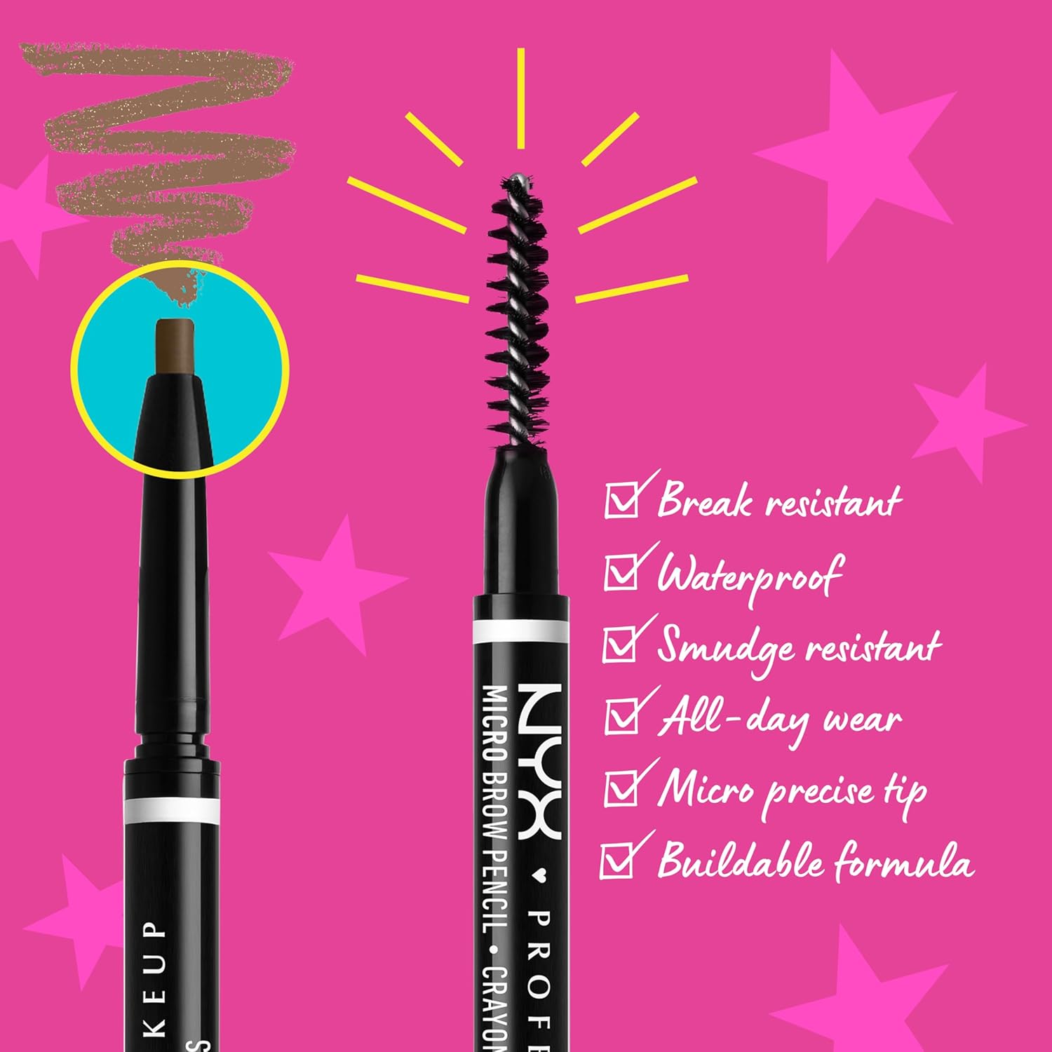 NYX Professional Makeup Micro Brow Pencil, Ultra-Fine, Dual-Ended, Precise Eyebrow Pencil with Retractable Tip and Spoolie Brush, Shade: Espresso (07) - View 6 of 6