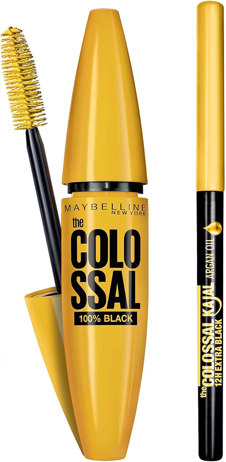 Maybelline New York 2 Piece Set: Colossal 100% Black Mascara + Kajal Argan Oil Khol Eyeliner - View 6 of 6