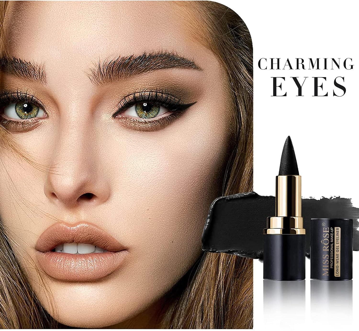 Miss Rose Black Gel Eyeliner Cream, Smudge Proof Matte Tattoo Pen, Makeup Stick for Women Girls - View 8 of 9