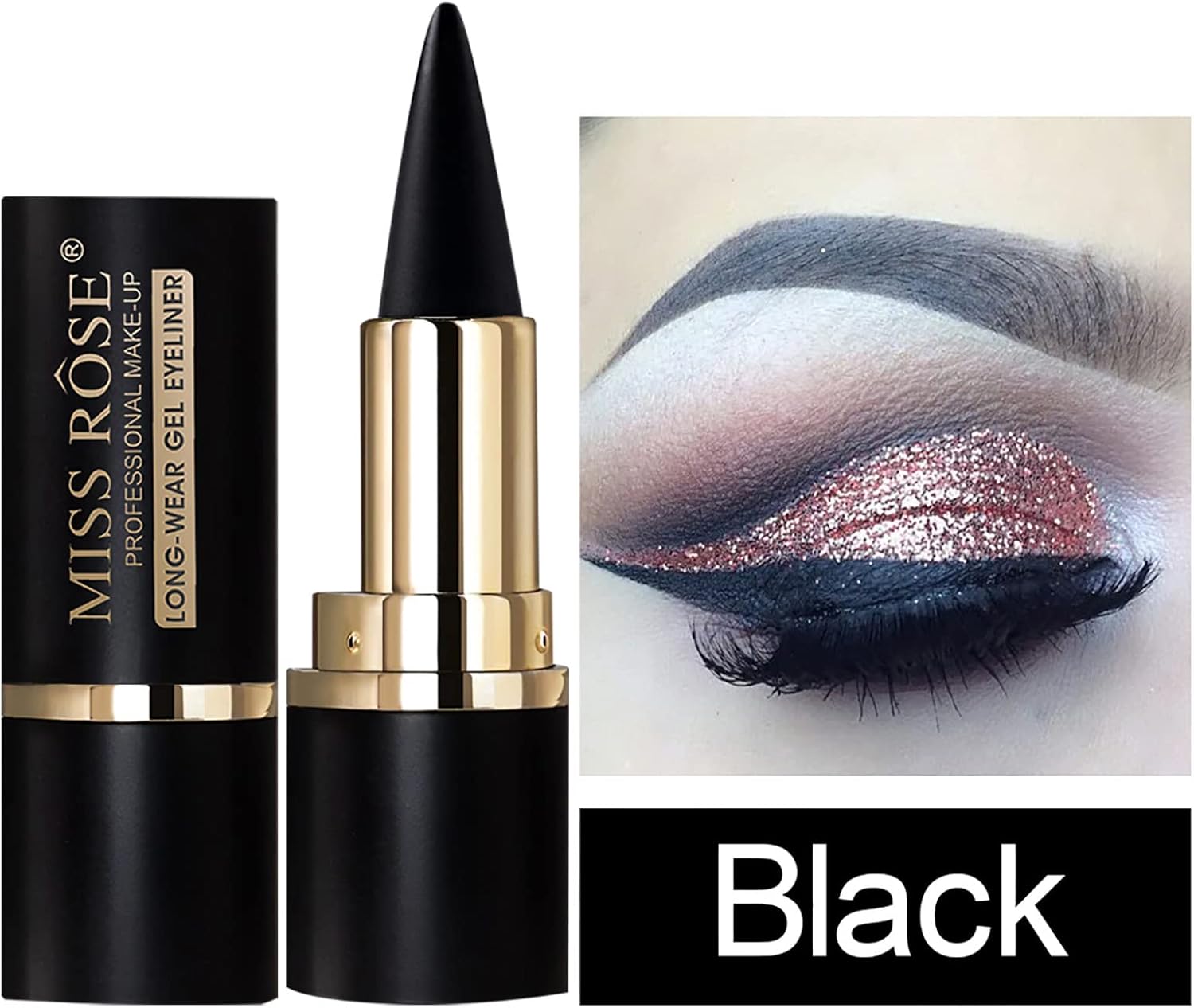 Miss Rose Black Gel Eyeliner Cream, Smudge Proof Matte Tattoo Pen, Makeup Stick for Women Girls - View 9 of 9