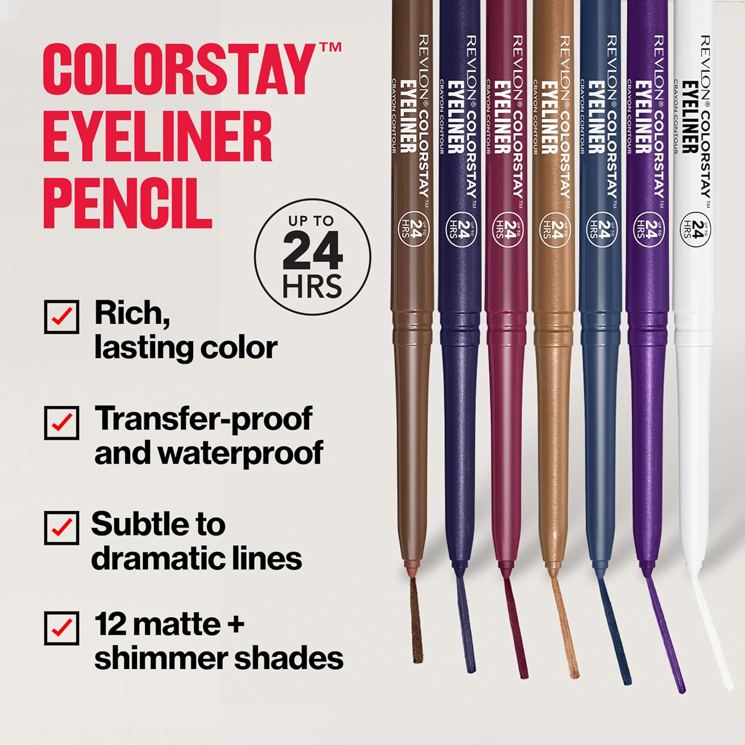 Revlon ColorStay Pencil Eyeliner with Built-in Sharpener, Waterproof, Smudgeproof, Longwearing Eye Makeup with Ultra-Fine Tip, Charcoal, 0.01 oz - View 7 of 8