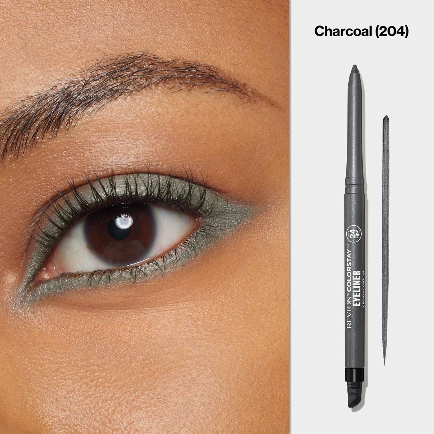 Revlon ColorStay Pencil Eyeliner with Built-in Sharpener, Waterproof, Smudgeproof, Longwearing Eye Makeup with Ultra-Fine Tip, Charcoal, 0.01 oz - View 8 of 8