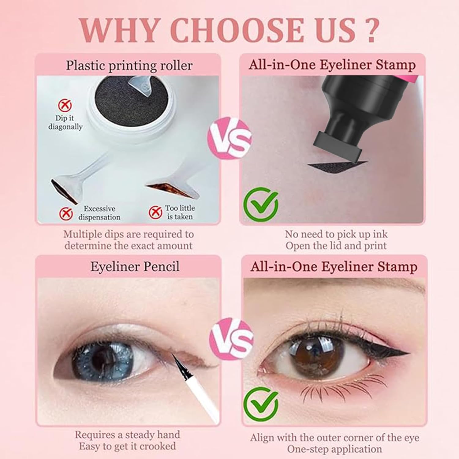 Eyeliner Stamp, Double Ended Winged Stamp Set, Foldable Smudge Proof Waterproof Eyeliners Tool, for All Eye Beginners Eyeliners, Easily Draw Exquisite Makeup Look (Brown) - View 3 of 5