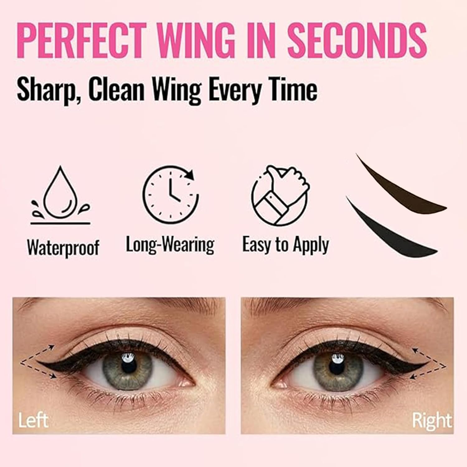 Eyeliner Stamp, Double Ended Winged Stamp Set, Foldable Smudge Proof Waterproof Eyeliners Tool, for All Eye Beginners Eyeliners, Easily Draw Exquisite Makeup Look (Brown) - View 4 of 5