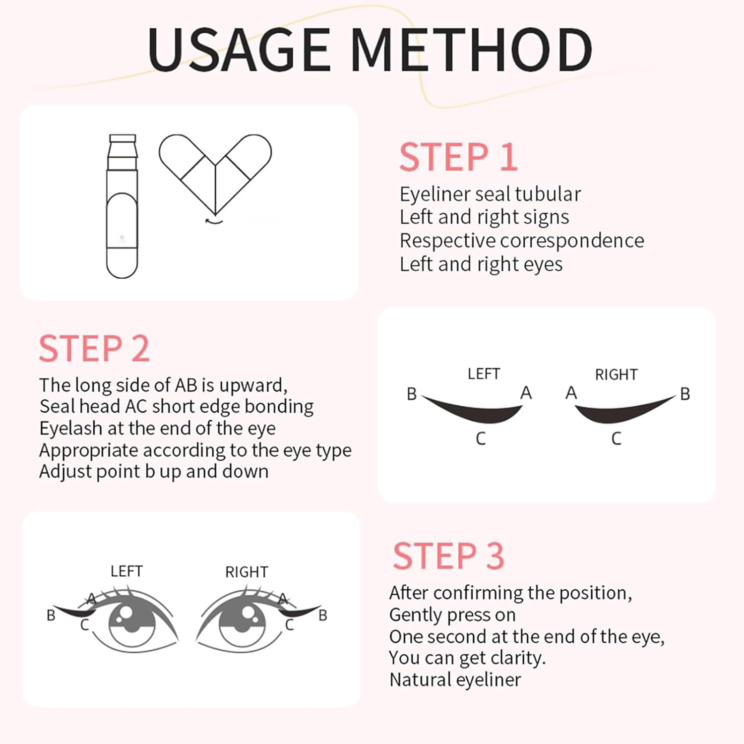 Eyeliner Stamp, Double Ended Winged Stamp Set, Foldable Smudge Proof Waterproof Eyeliners Tool, for All Eye Beginners Eyeliners, Easily Draw Exquisite Makeup Look (Black) - View 2 of 5