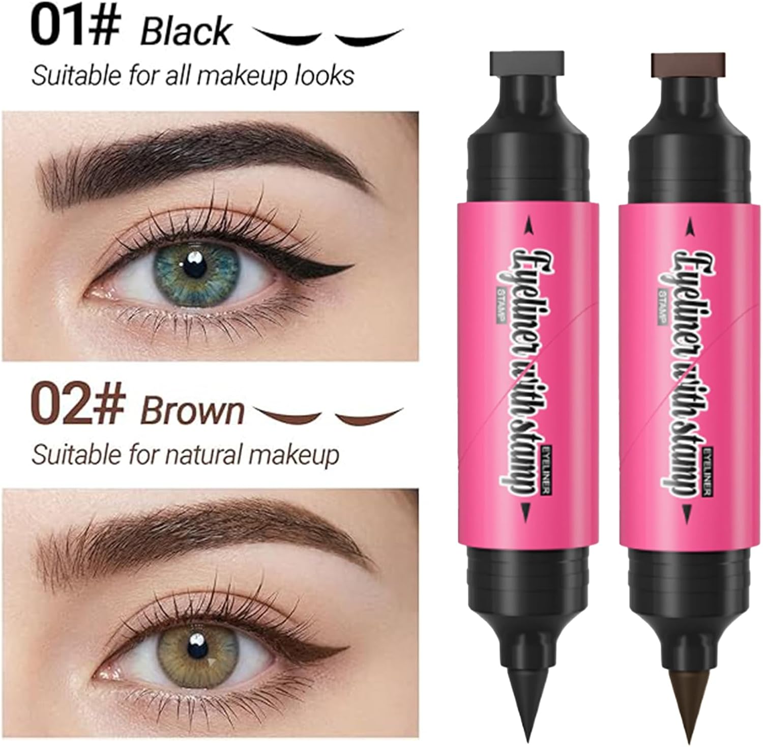 Eyeliner Stamp, Double Ended Winged Stamp Set, Foldable Smudge Proof Waterproof Eyeliners Tool, for All Eye Beginners Eyeliners, Easily Draw Exquisite Makeup Look (Black) - View 5 of 5