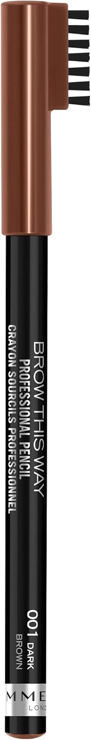 Rimmel London Professional Eyebrow Pencil with Brush Applicator, 01 Dark Brown, 1.4 gm - View 6 of 6