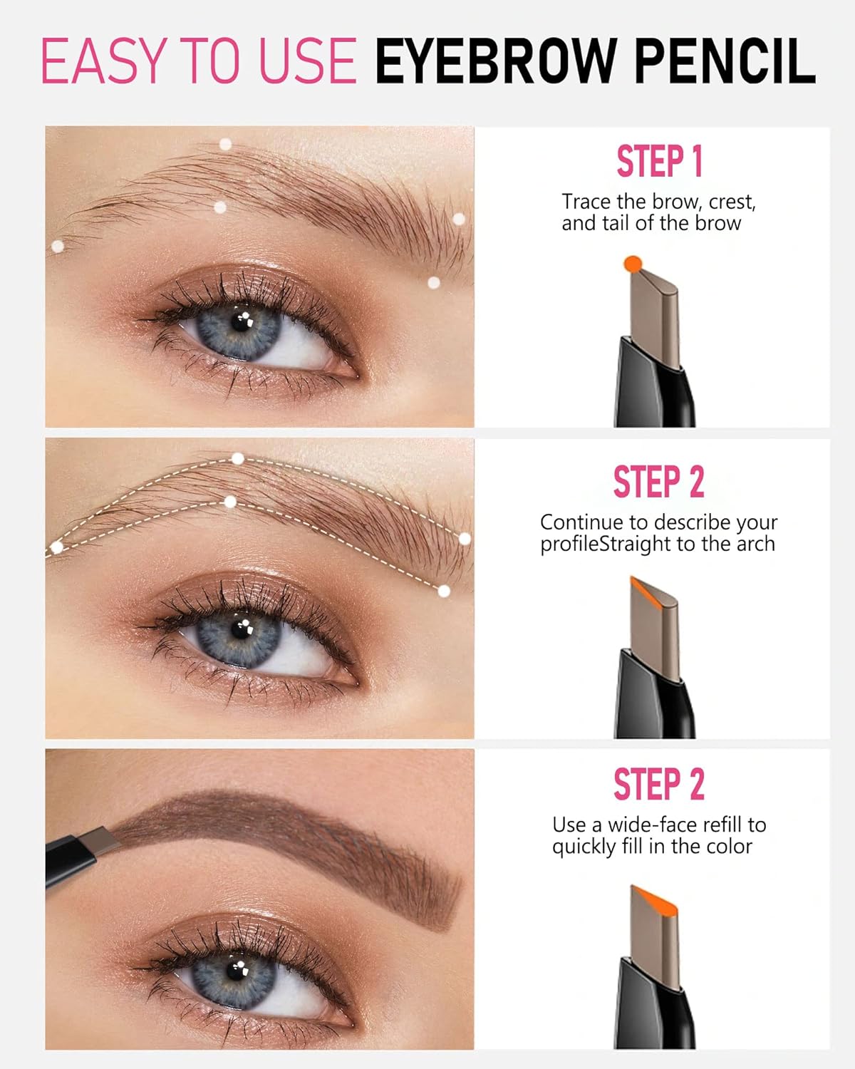 YFULFILL Eyebrow Pencil Dark Brown Waterproof Eye Brow Pencil Dark Brown Makeup Kit for Beginners - View 4 of 6