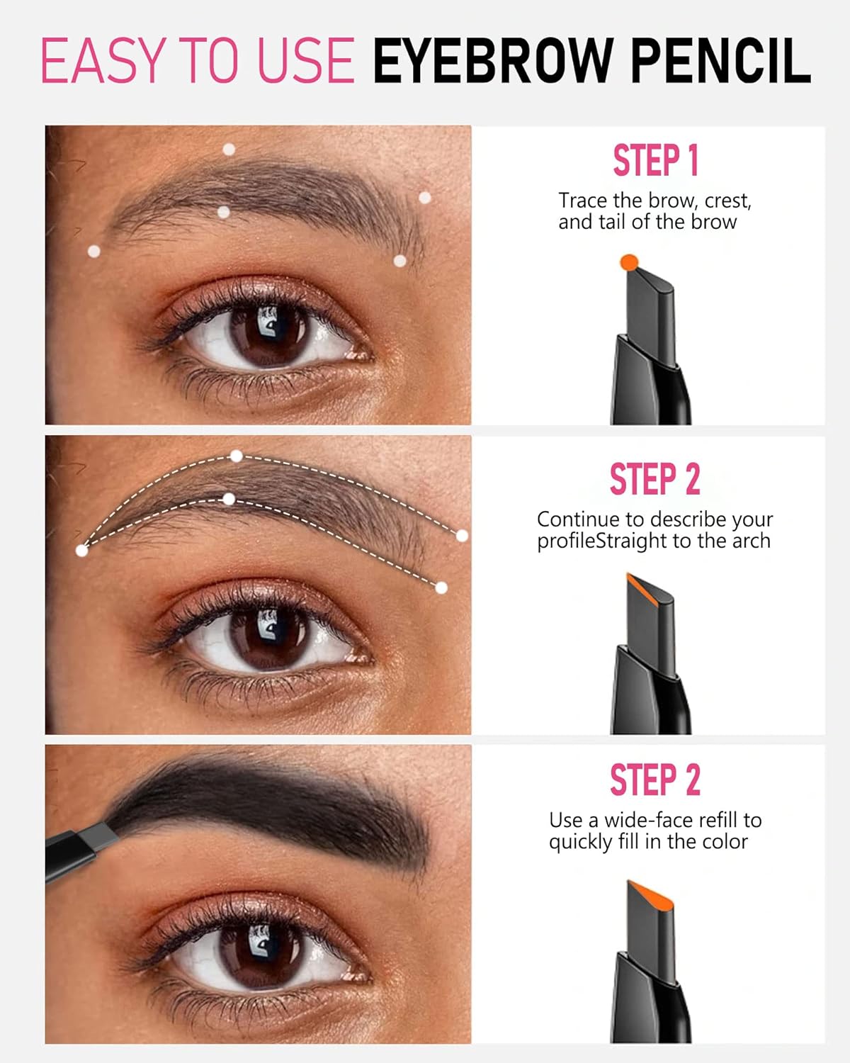 Yfulfill Black Eyebrow Pencil Waterproof for Women, Eye Brow Pen, Eyebrow Pencils | Waterproof Eye Brow Pencil Black Color for Naturally Black Hair. Defines Sparse Brows with a Clean, Natural Finish - View 5 of 8