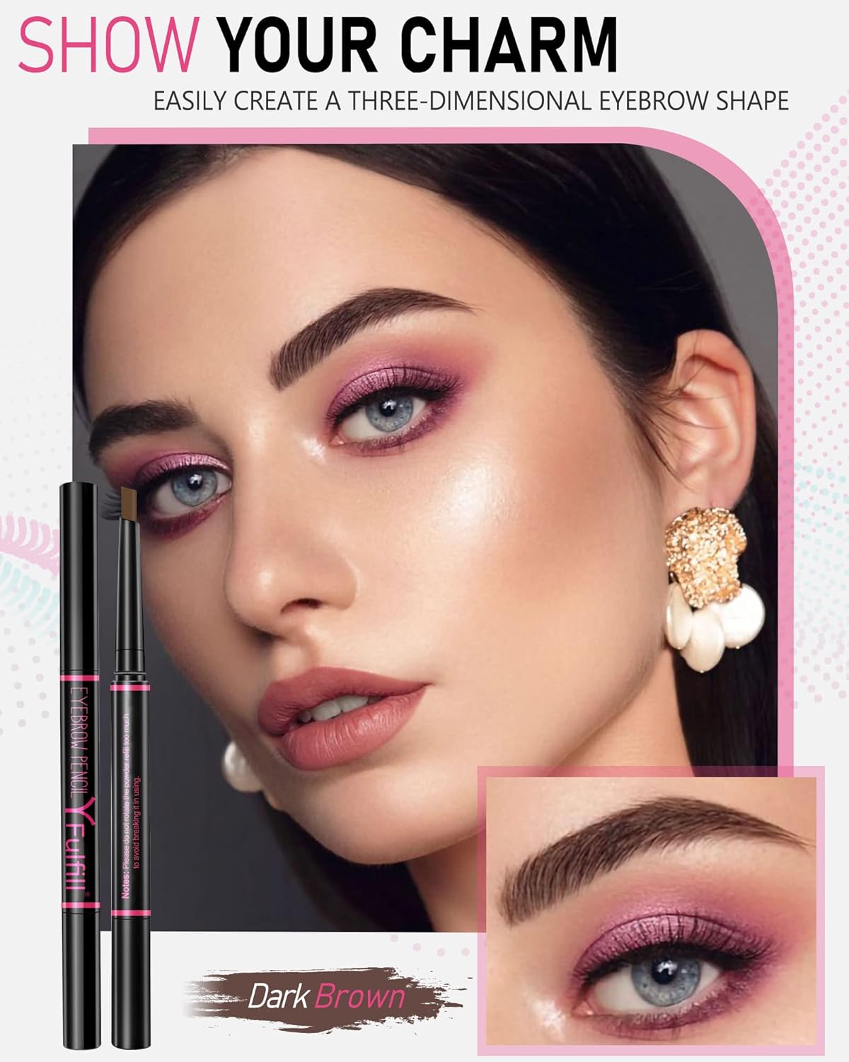 Yfulfill Eyebrow Pencils for Women - Waterproof, Dark Brown - View 8 of 8