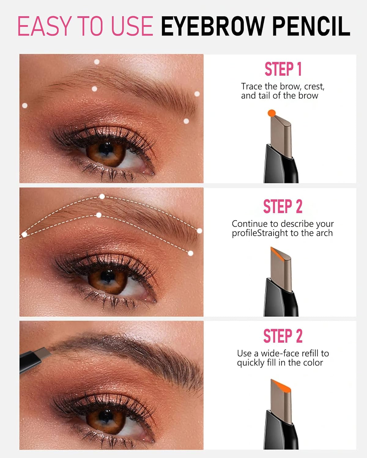 YFULFILL Waterproof Eyebrow Pencil Brown for Blondes, Eye Brow Pencil for Brown Hair, Makeup for Women - View 4 of 6