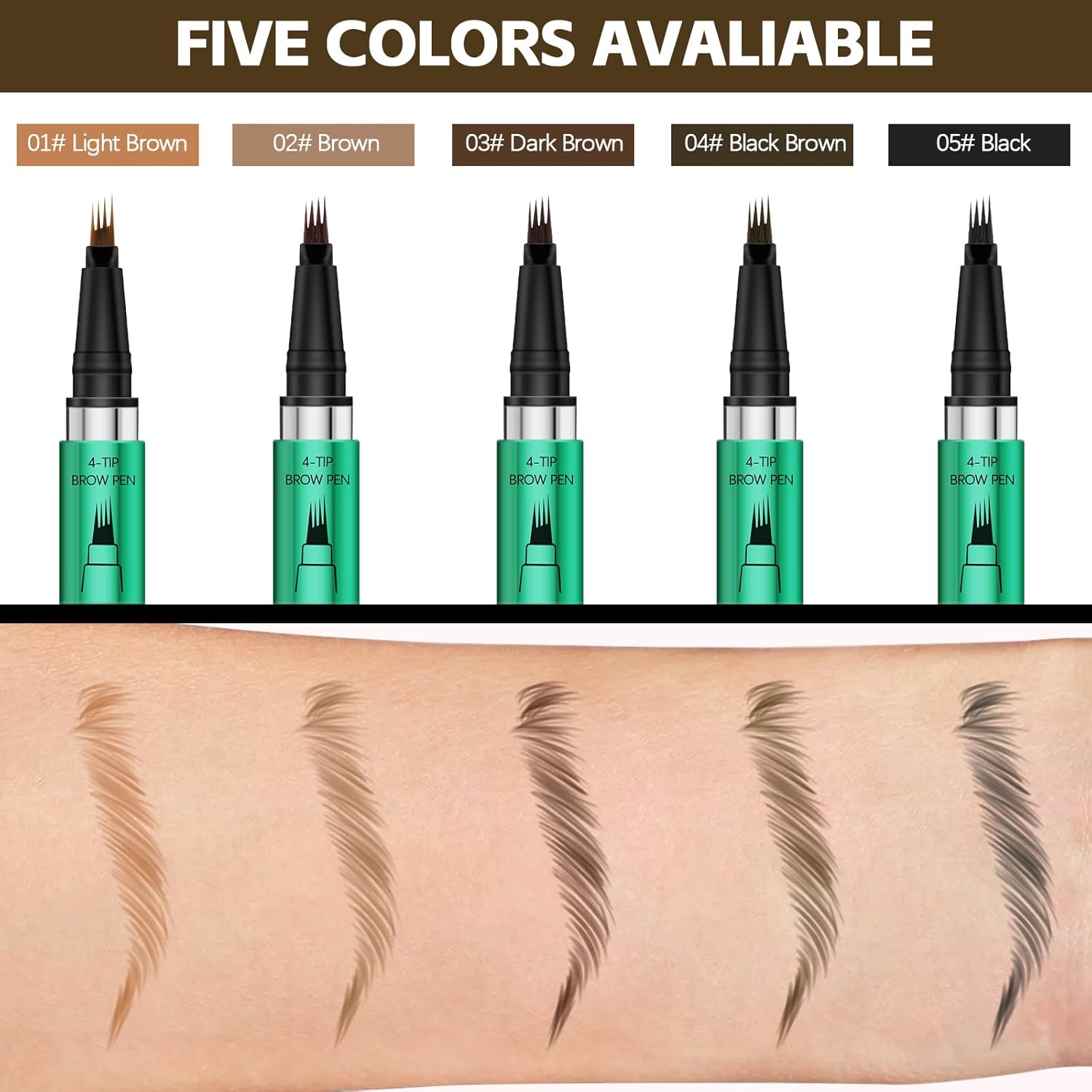 Microblading Eyebrow Pen，Waterproof Eyebrow Pencil Micro 4 Point Brow Pen，Eye Brow Makeup Pen for Women to Effortlessly Create Hair Like Natural Brows，Long Lasting & Smudge-proof - View 4 of 5