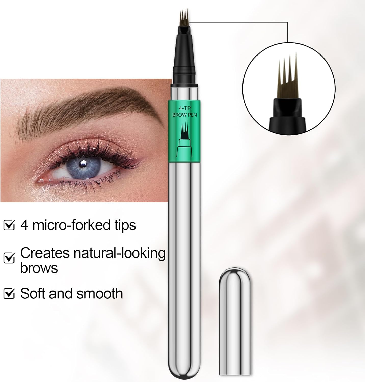 Microblading Eyebrow Pen，Waterproof Eyebrow Pencil Micro 4 Point Brow Pen，Eye Brow Makeup Pen for Women to Effortlessly Create Hair Like Natural Brows，Long Lasting & Smudge-proof - View 5 of 5