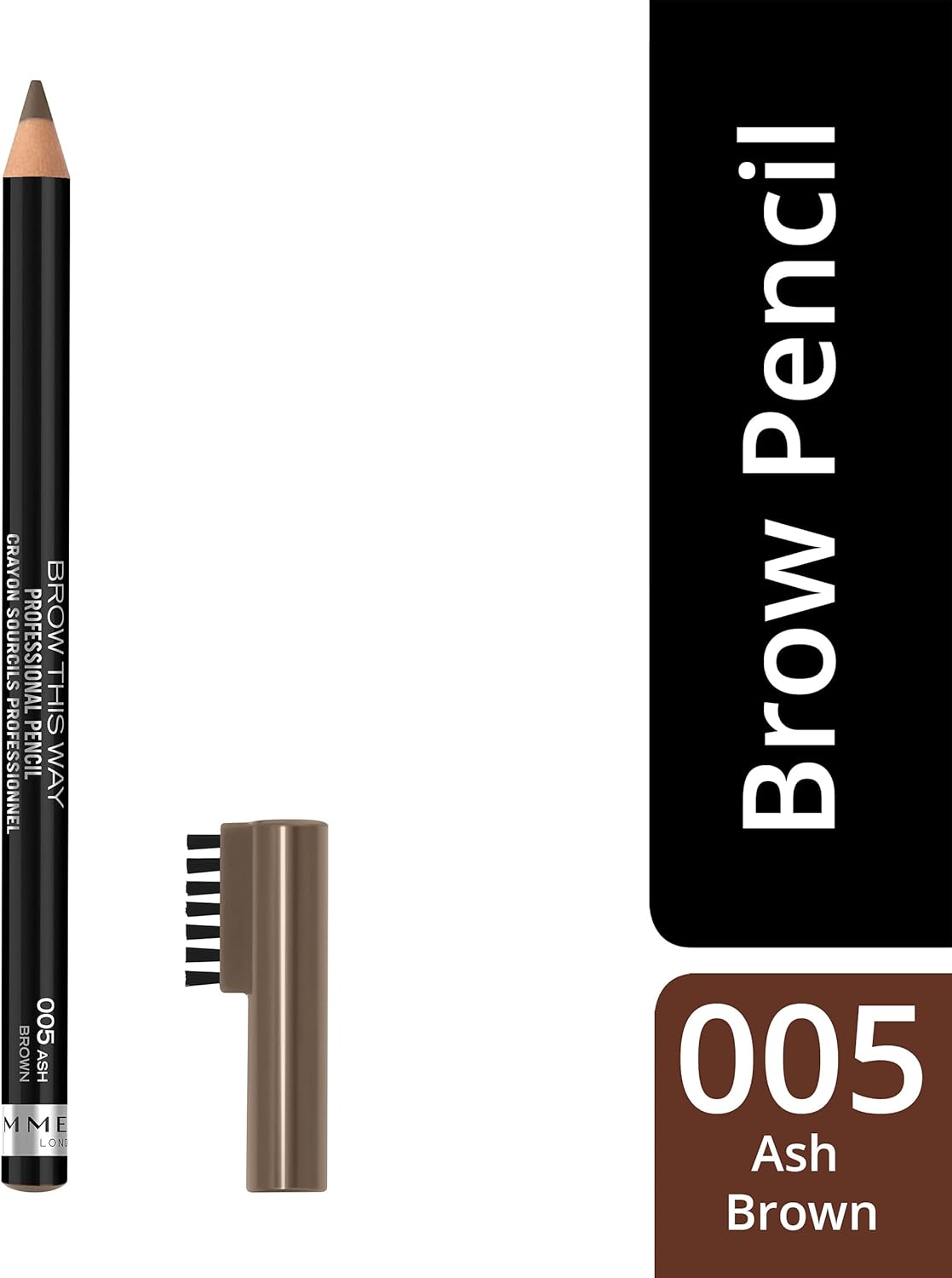 Rimmel London This Way Professional Eyebrow Pencil, 005 Ash Brown, 1.4g - View 7 of 9
