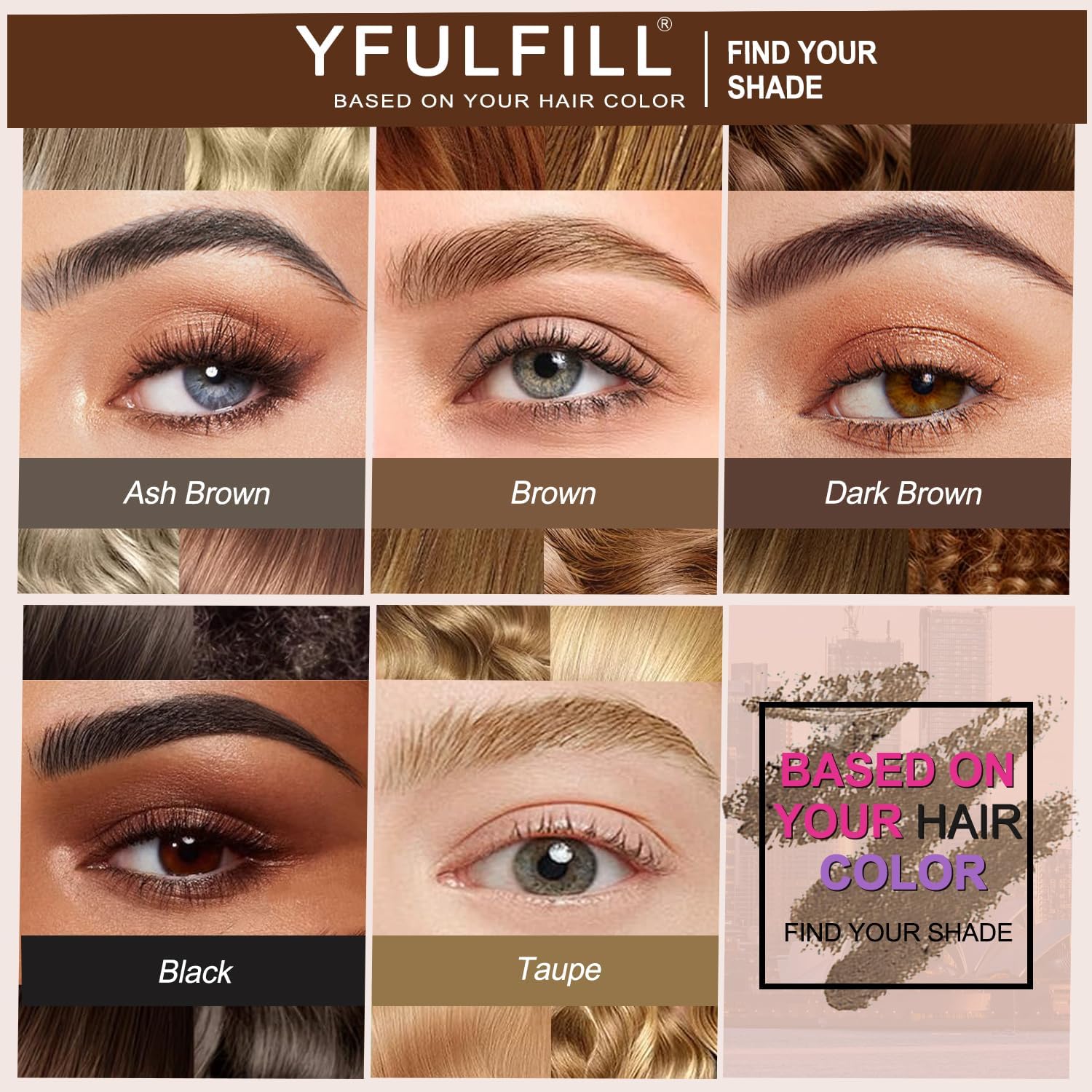 Yfulfill Black Eyebrow Pencils for Women, Waterproof Eye Brow Pen for Black Women - View 2 of 6