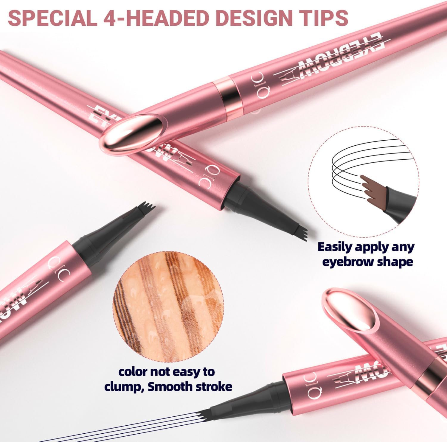 Microblading Eyebrow Pencil Dark Brown, 3D Waterproof Eyebrow Pen with 4 Fork Tip, Long Lasting Liquid Eyebrow Tattoo Pen for Natural Looking Hair-Like Defined Brows, Eye Brow Pen Dark Brown #02 - View 5 of 8