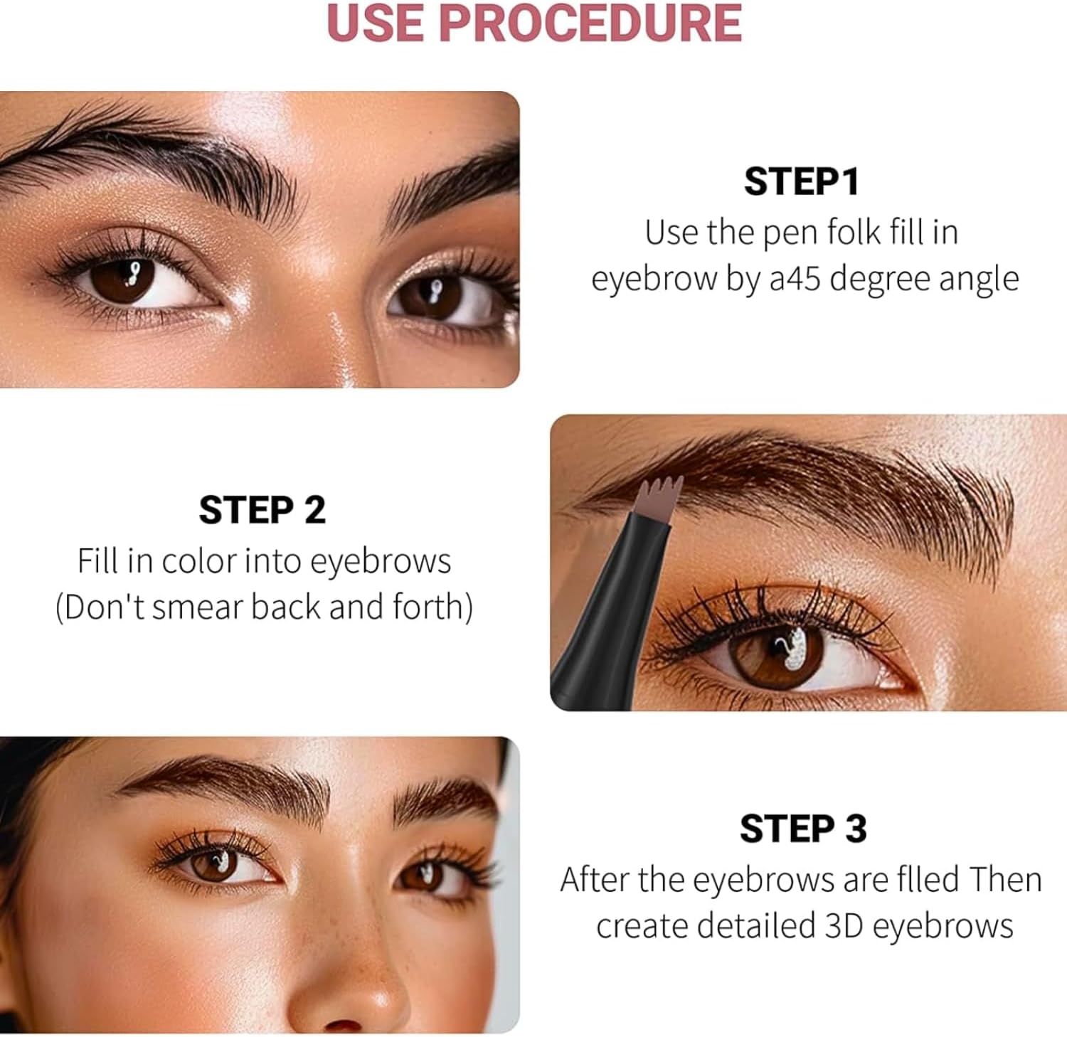 Microblading Eyebrow Pencil Grey, 3D Waterproof Eyebrow Pen with 4 Fork Tip, Long Lasting Liquid Eyebrow Tattoo Pen for Natural Looking Hair-Like Defined Brows, Eye Brow Contouring Pen Dark Grey #03 - View 2 of 8