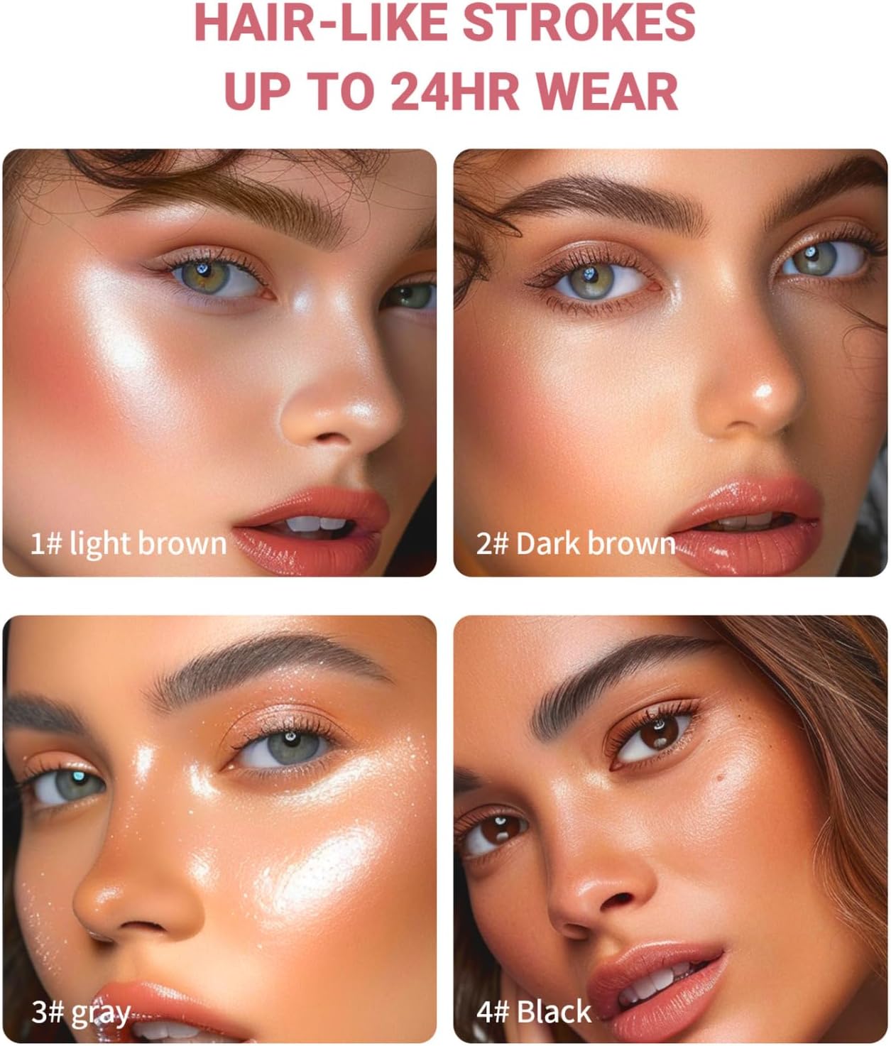 Microblading Eyebrow Pencil, 3D Waterproof Eyebrow Pen with 4 Fork Tip, Long Lasting Liquid Eyebrow Tattoo Pen for Natural Looking Hair-Like Defined Brows, Eye Brow Contouring Pen Light Brown #01 - View 4 of 8