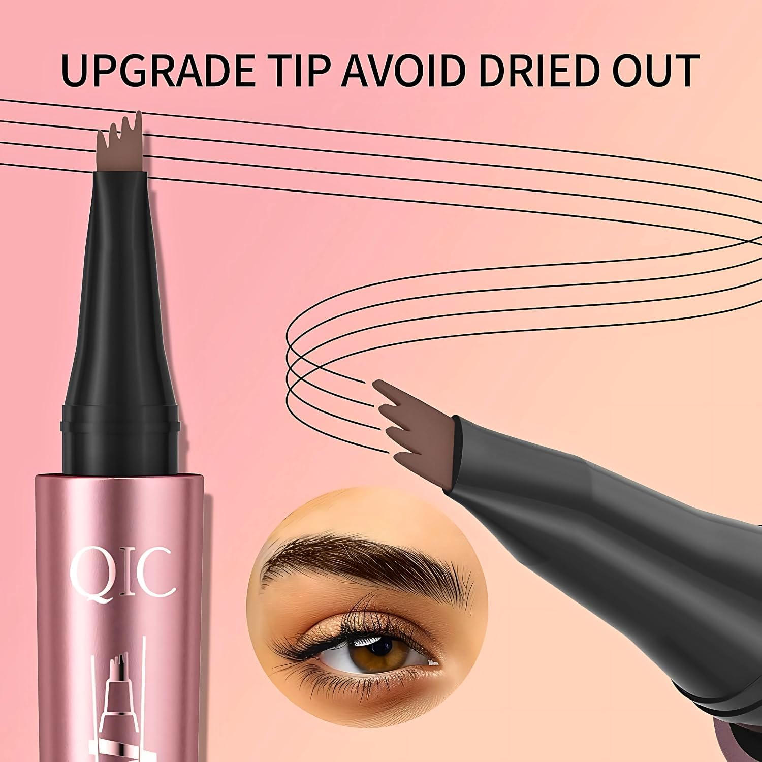 Microblading Eyebrow Pencil, 3D Waterproof Eyebrow Pen with 4 Fork Tip, Long Lasting Liquid Eyebrow Tattoo Pen for Natural Looking Hair-Like Defined Brows, Eye Brow Contouring Pen Light Brown #01 - View 8 of 8
