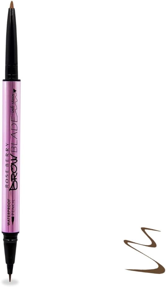 ROSE BERRY Brow Blade Ink Stain – Waterproof Double-Ended Brow Pencil & Microblade Pen for Defined Brows – 1g (Dark Brown) - View 2 of 2
