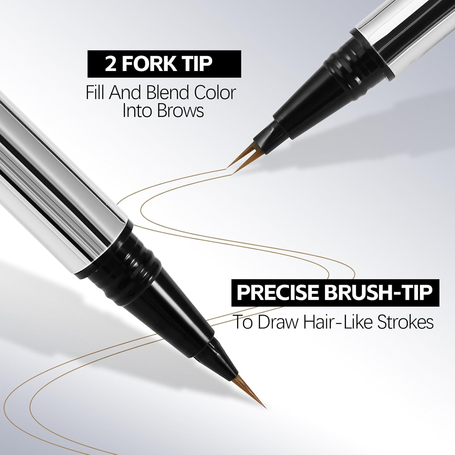Waterproof Eyebrow Pen, Dual-Ended 2 Forks Microblading Brow Pen and Brush Set, Ultra-Precise Liquid Eye Brow Pencil, Eyebrow Makeup Pencil for Women - View 4 of 4