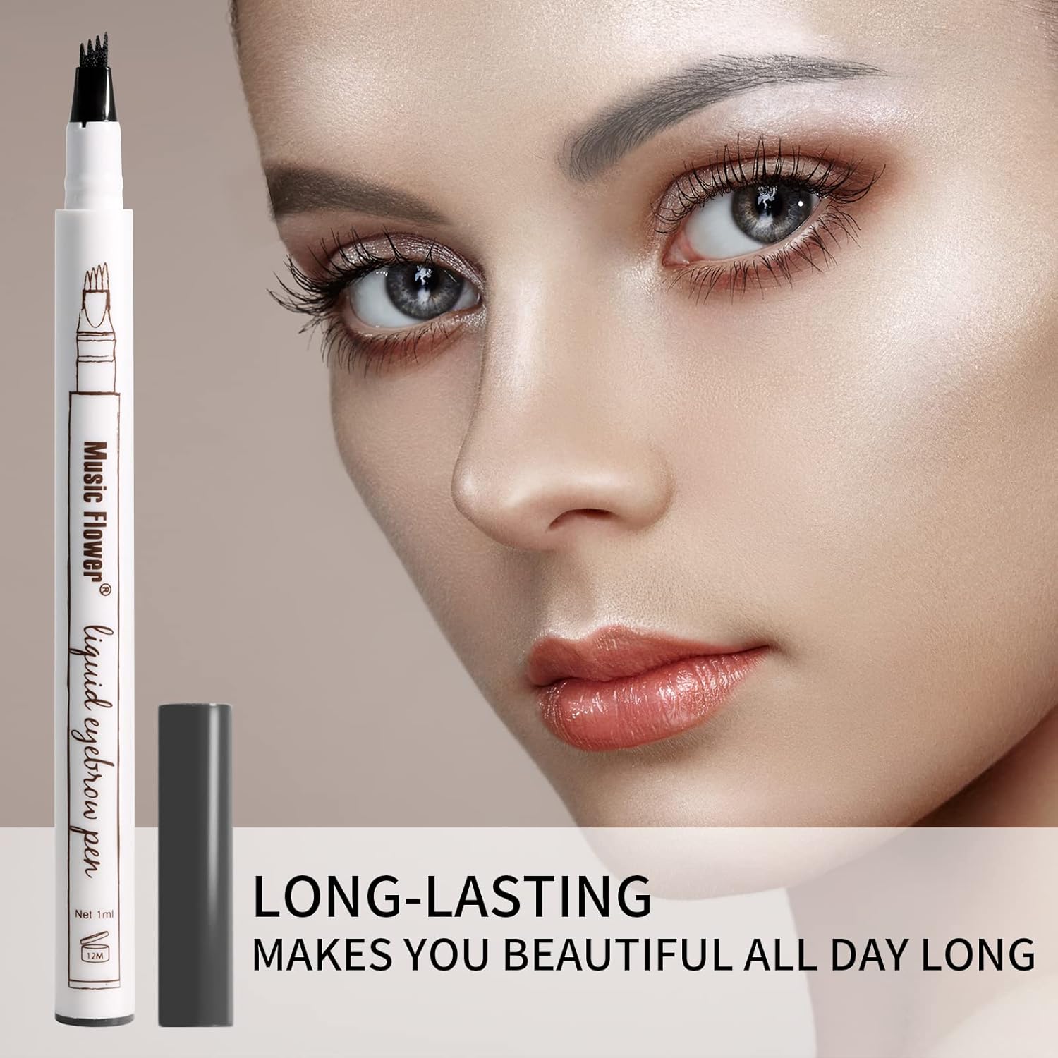 4 Pcs Eyebrow Pencil, Waterproof Brow Pen with Micro-Fork Tip, Fine Sketch Long Lasting Smudgeproof Microblading Pen - View 2 of 6