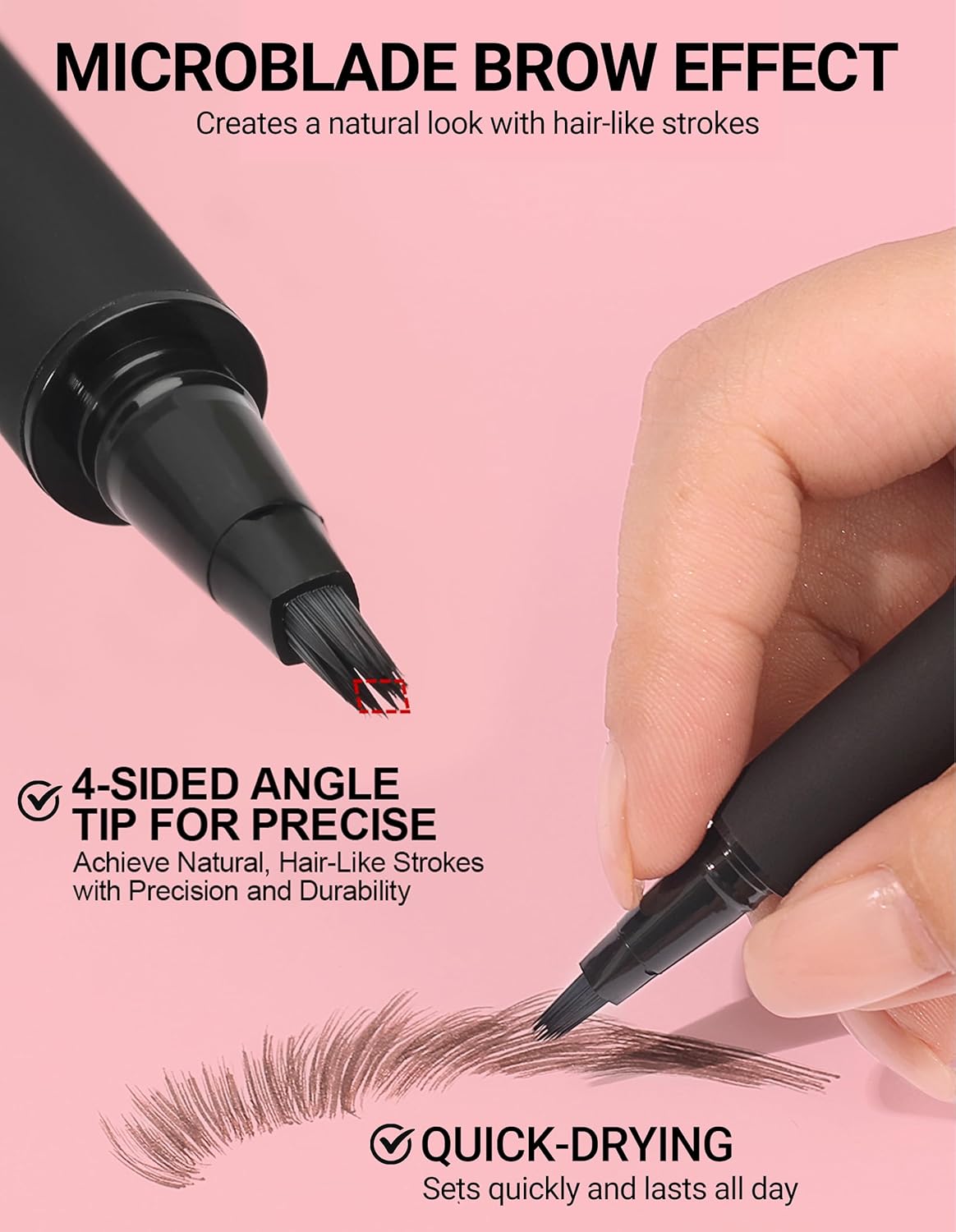 Liquid Microblading Eyebrow Pencils for Women, Waterproof Brow Fection Pen, with Angled Brush Tip for Hair Like Strokes, Quick-Drying Multi-Use for Eyebrows, Hairline & Beard - View 2 of 4