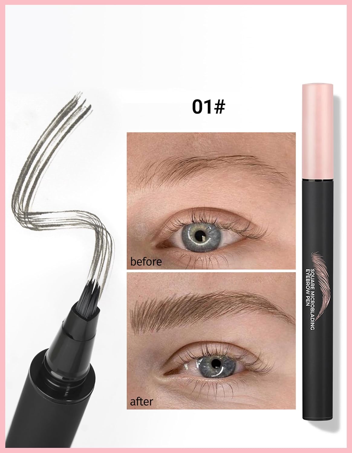 Liquid Microblading Eyebrow Pencils for Women, Waterproof Brow Fection Pen, with Angled Brush Tip for Hair Like Strokes, Quick-Drying Multi-Use for Eyebrows, Hairline & Beard - View 4 of 4