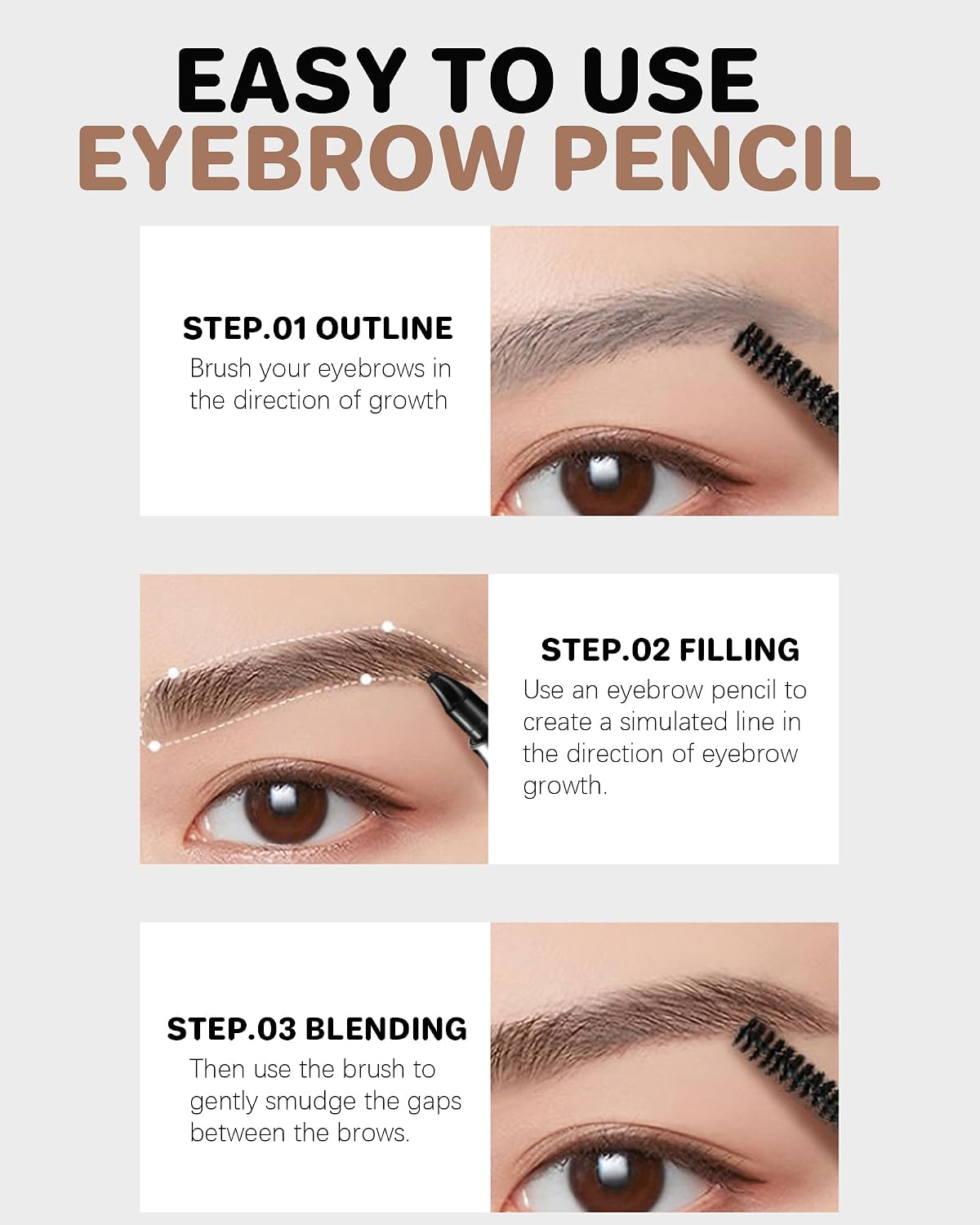Eyebrow Pen Eyeliner Pencil，2-in-1-2-Fork Microblading Curved Tip and Precise Brush-Tip for Natural Hair-Like Brows, Waterproof & Long-Lasting (grayish brown) - View 2 of 4