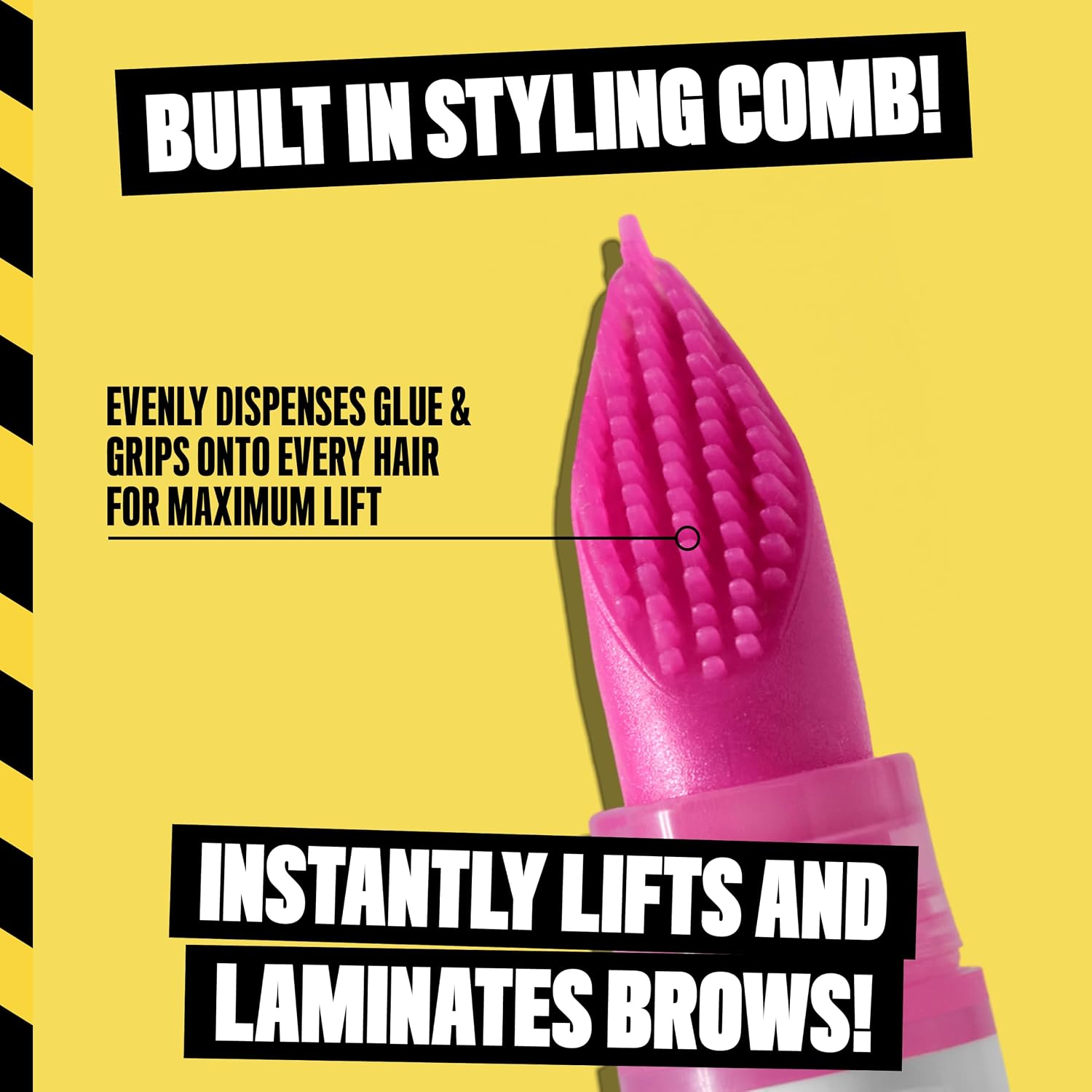 NYX Professional Makeup The Brow Glue Crazy Lift, Brow Lamination Gel, 24H Strong Hold, Built-In Styling Comb, Transparent - View 3 of 7