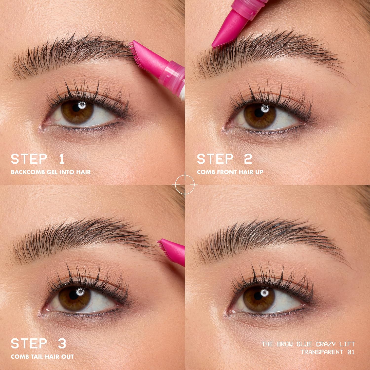 NYX Professional Makeup The Brow Glue Crazy Lift, Brow Lamination Gel, 24H Strong Hold, Built-In Styling Comb, Transparent - View 4 of 7